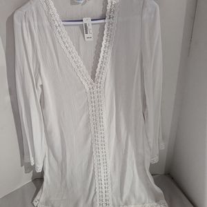 NWT La Vie en Rose aqua  beach cover up pullover tunic loose fit women's small